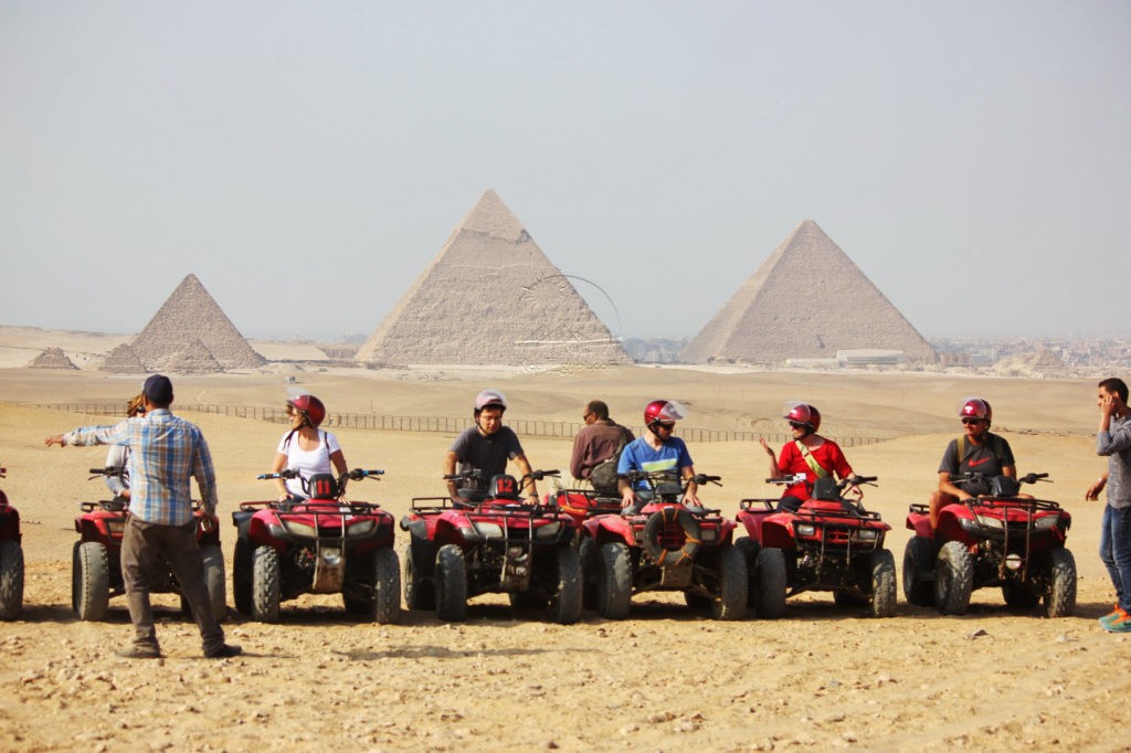 Quad biking around Giza Pyramids desert